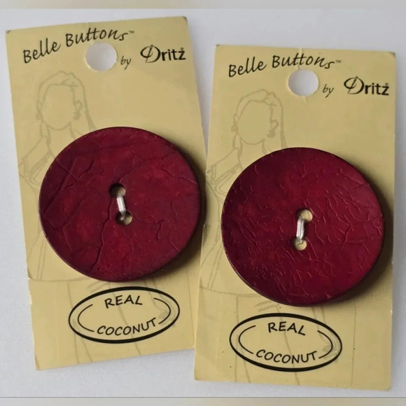 Dritz Other - 2 Large Real Coconut Shell Buttons Belle Buttons by Dritz